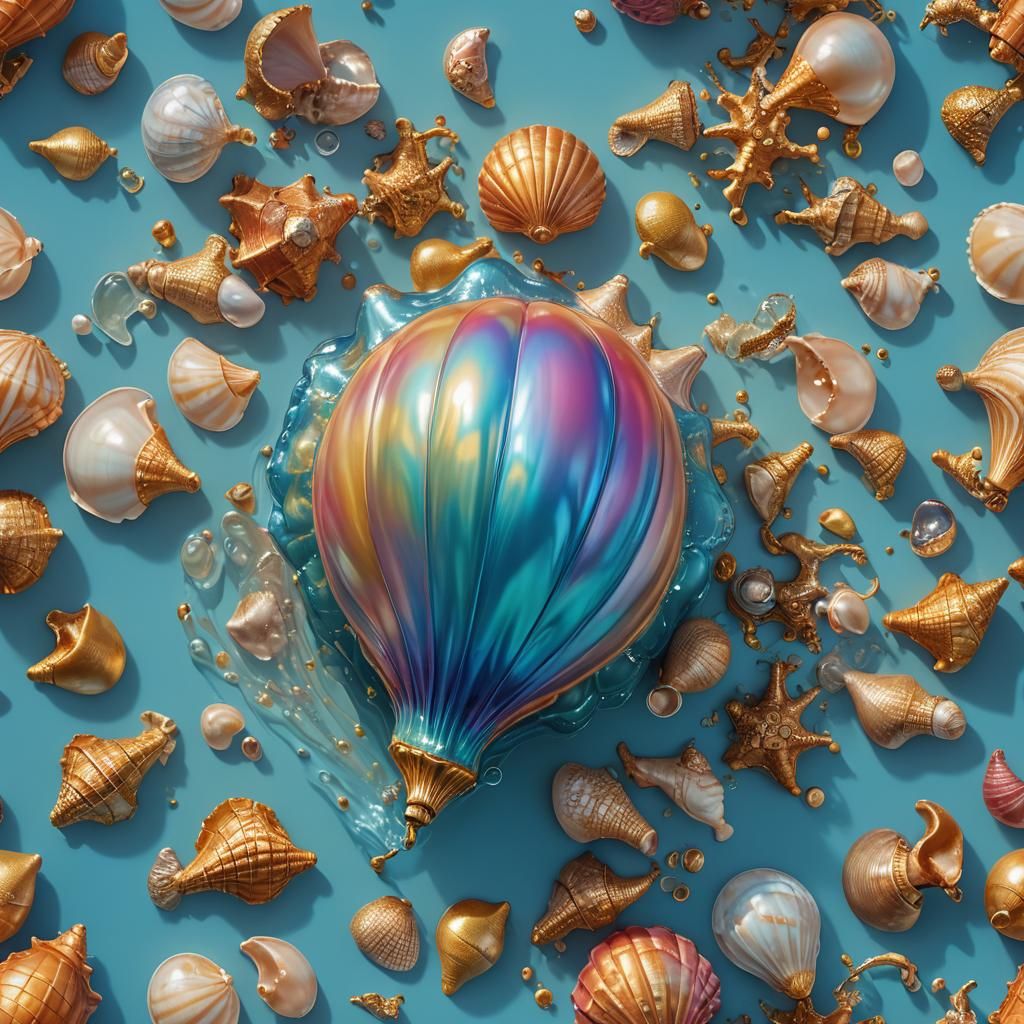 Colorful Balloon in Conch Shell: Fantasy Art