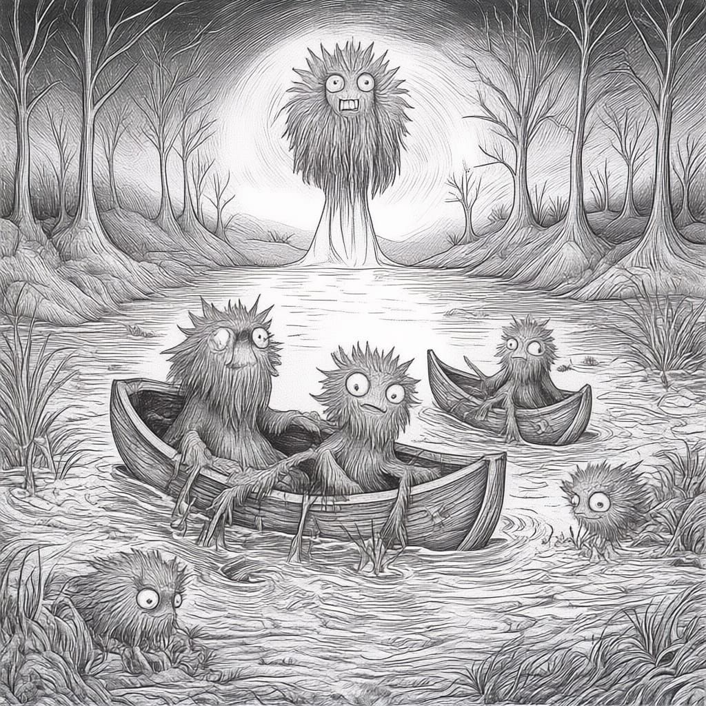 Woodland Fellowship: Girl and Granny Yaga by Bonfire