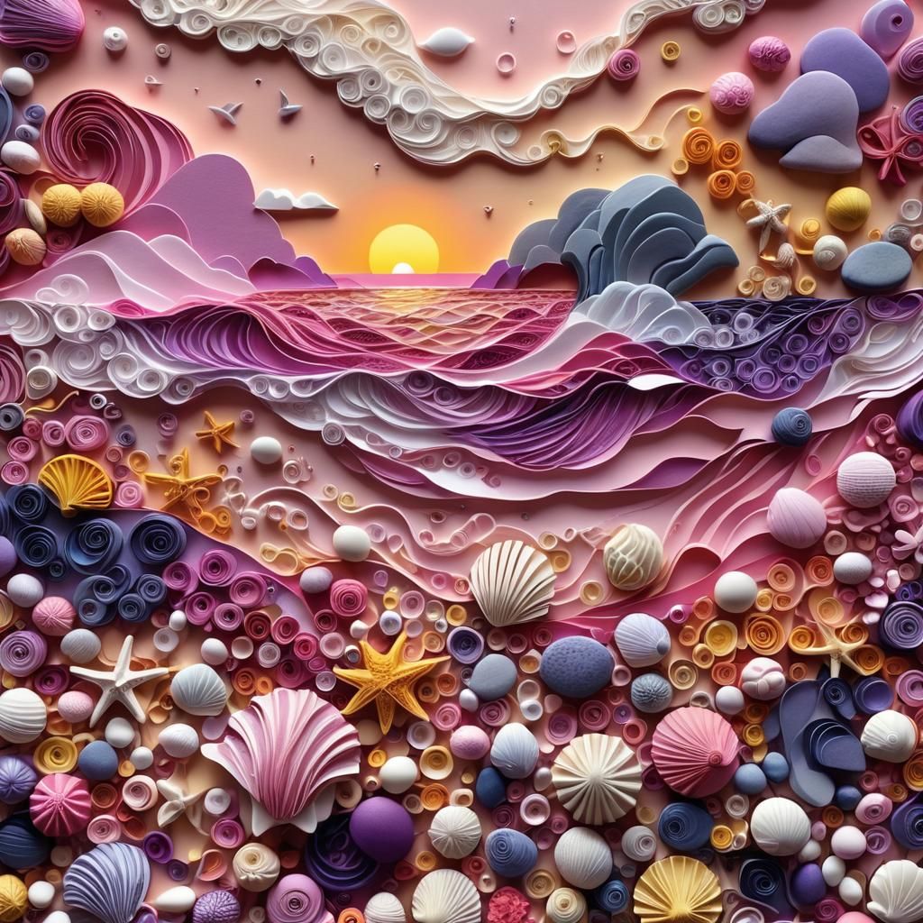 Australian Sunset Beachscape Quilling Art
