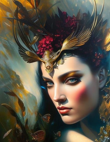 Beautiful Woman: Fantasy Portrait in Eclectic Style