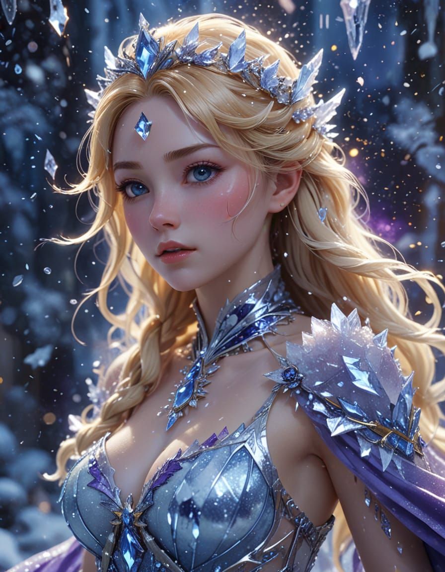 Ice Queen in Blizzard: Ethereal Anime Art