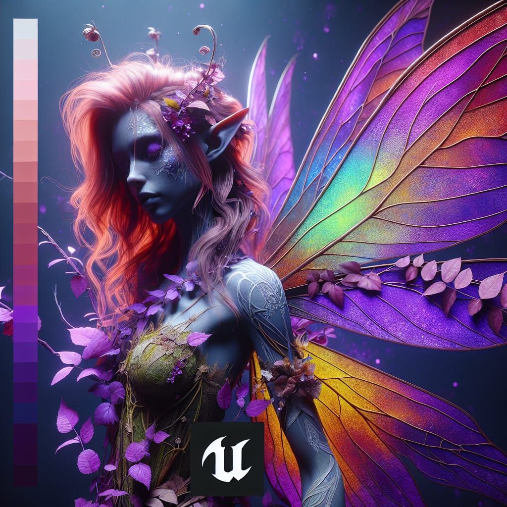 Ethereal Fairy with Insect Wings and Leaf Armor