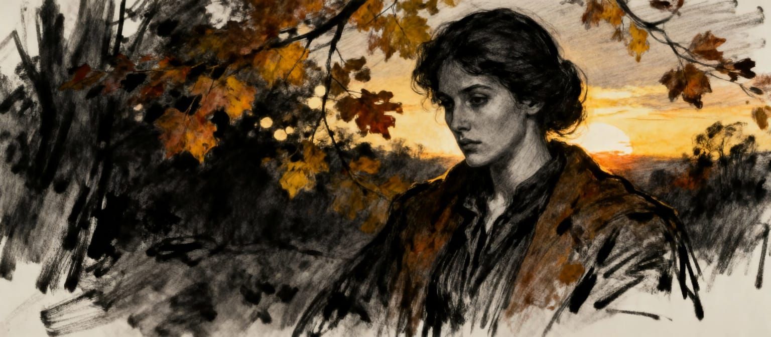 Woman in Autumn Charcoal Style