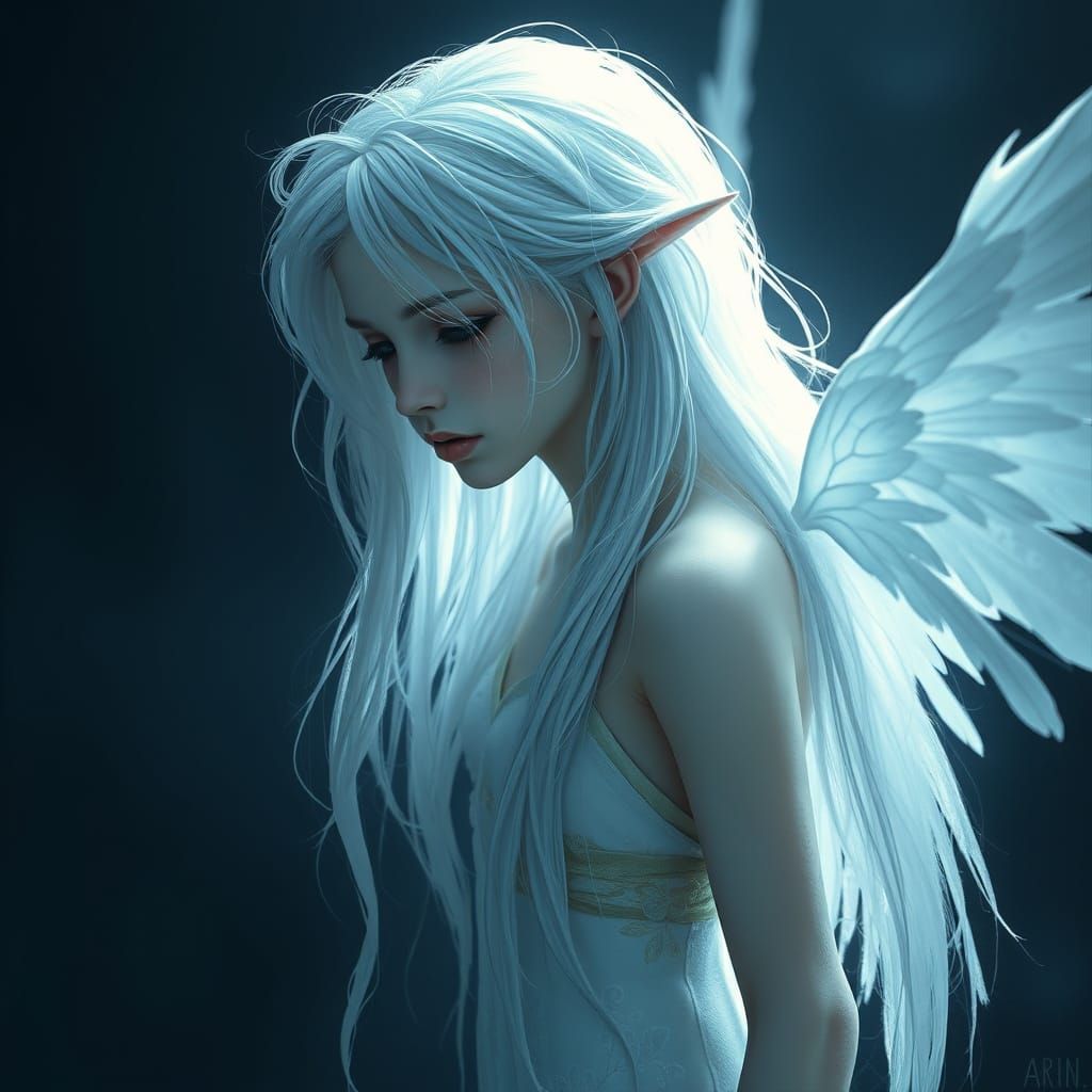 Ethereal Fairy in Dark Fantasy Landscape
