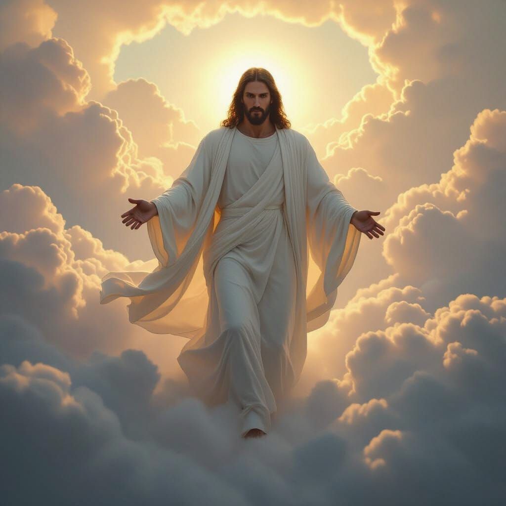 Jesus's Majestic Return Through the Clouds