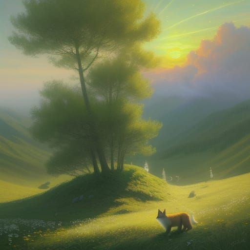 Mystical Fox Basks in Heavenly Glow