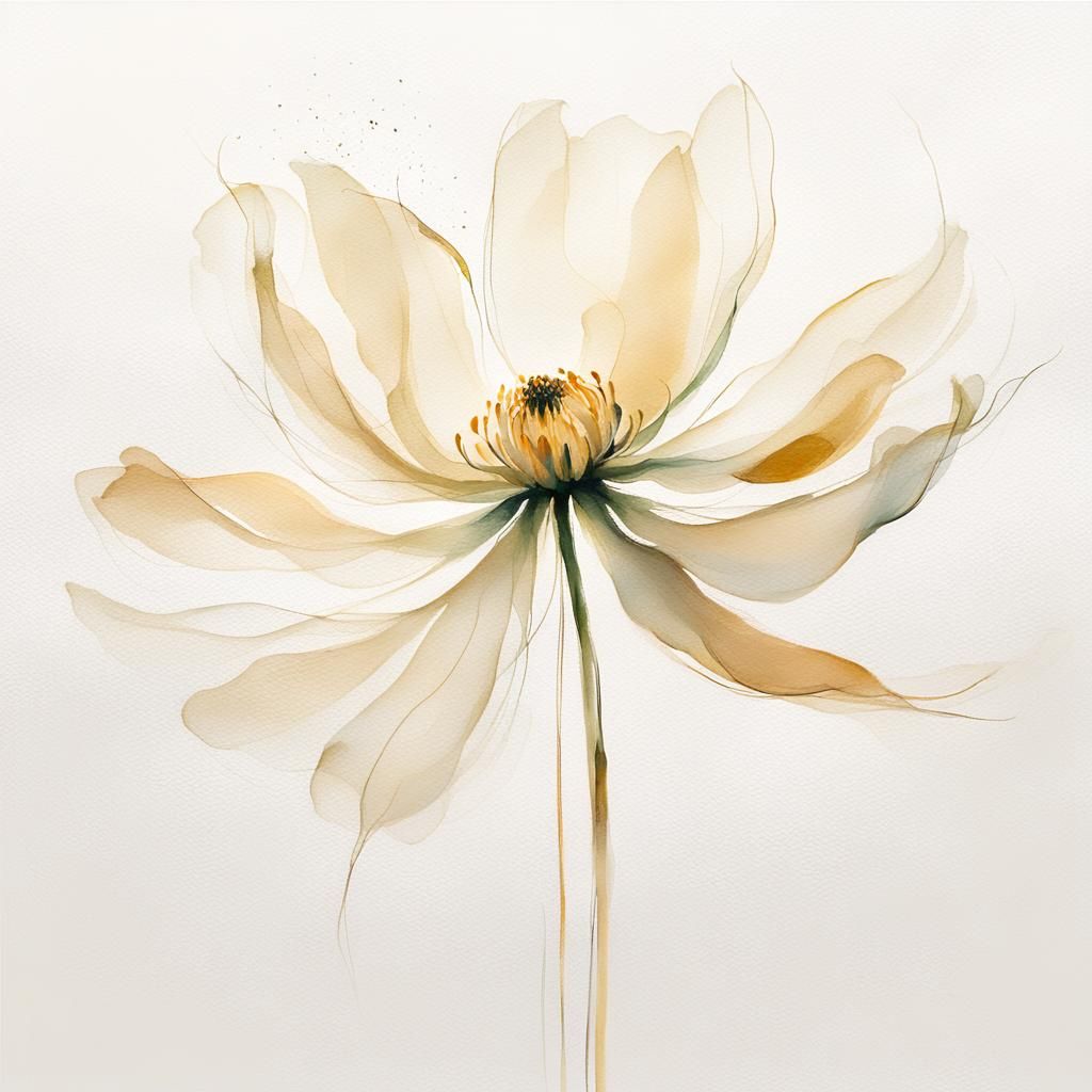 Minimalist Boho Painting of a Delicate Flower