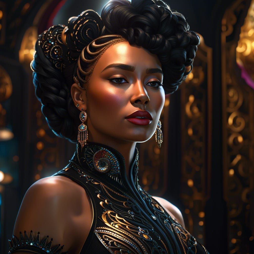 Woman in Gaudy Black Dress Concept Art