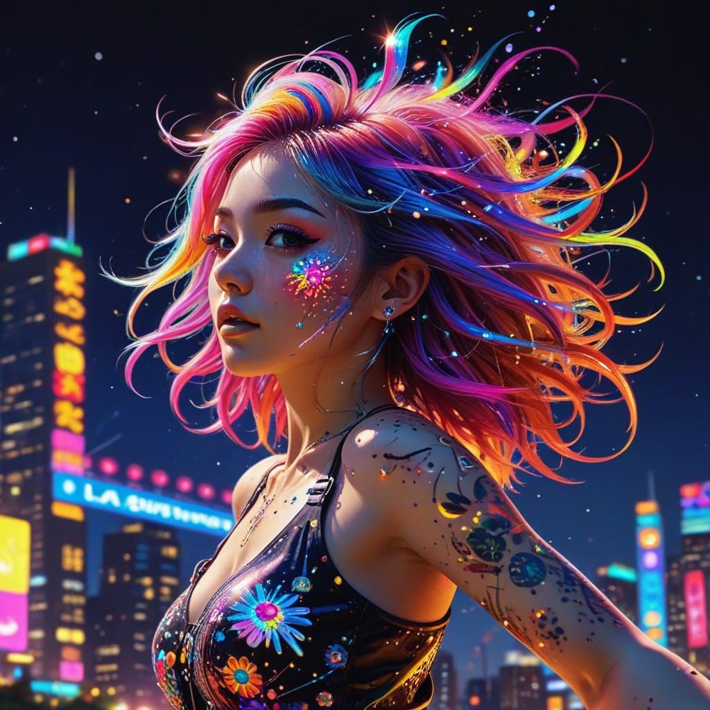 Dancing Woman in Vibrant Pop Art Style