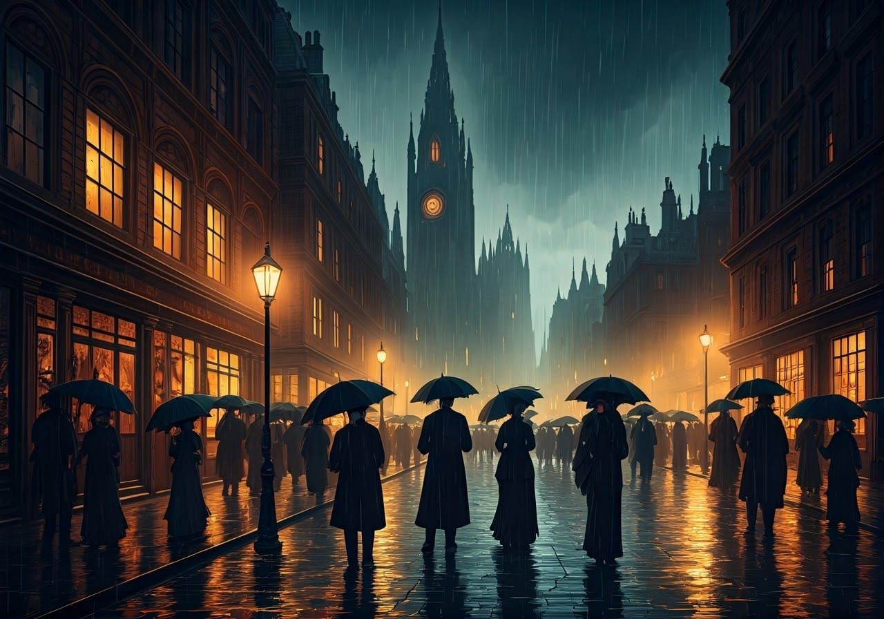 Gaslit Victorian Streets at Twilight