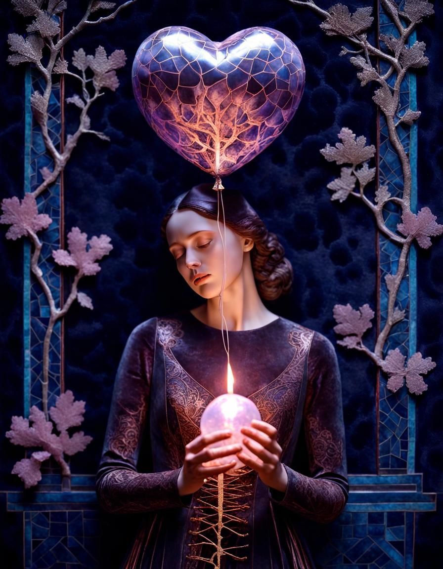 Surreal Bone Fingers Bursting Heart Balloon