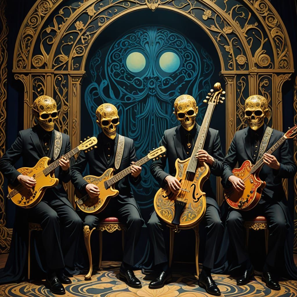 Emo Band Performing Surreal Art Nouveau Music