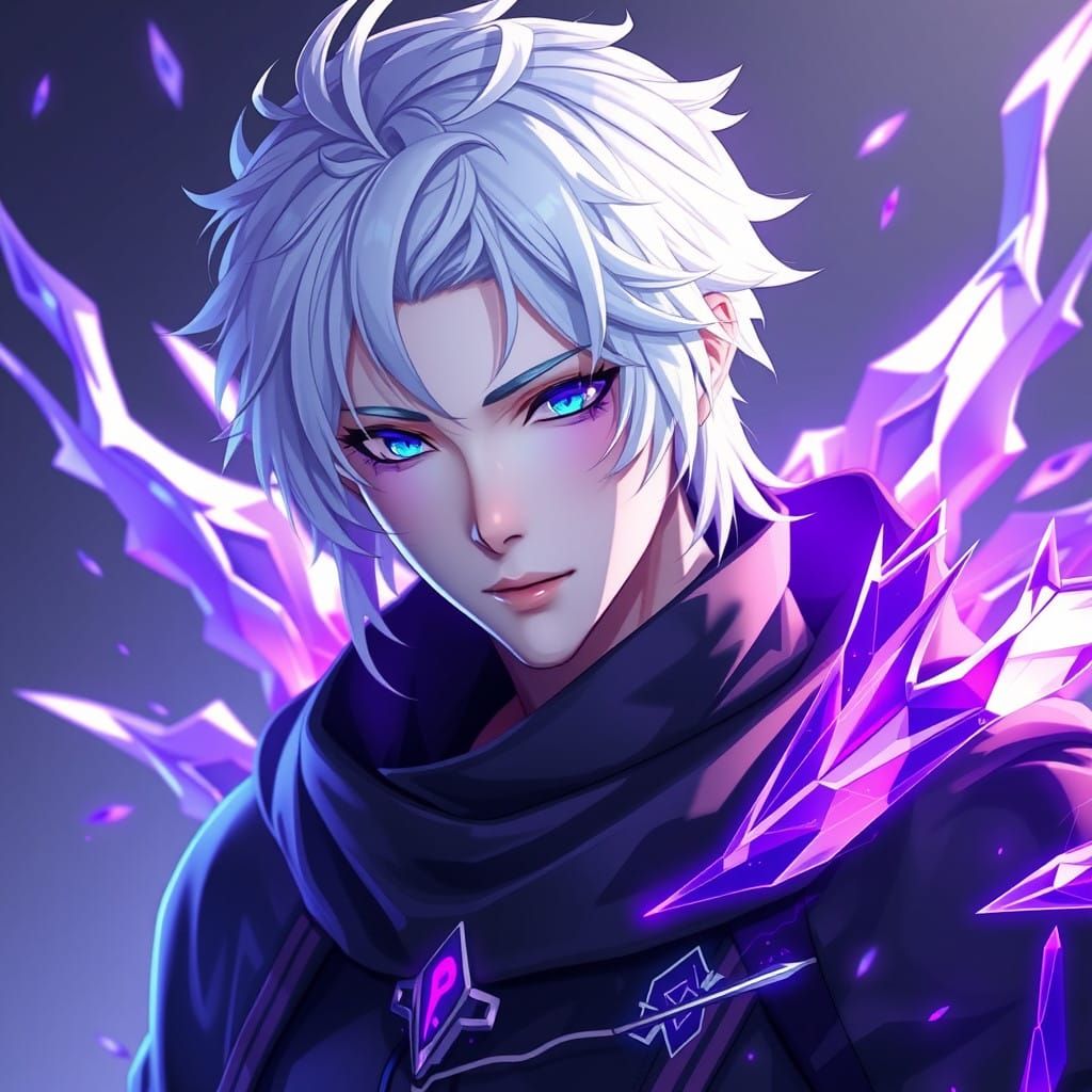 Anime-Inspired Hero with Purple Powers