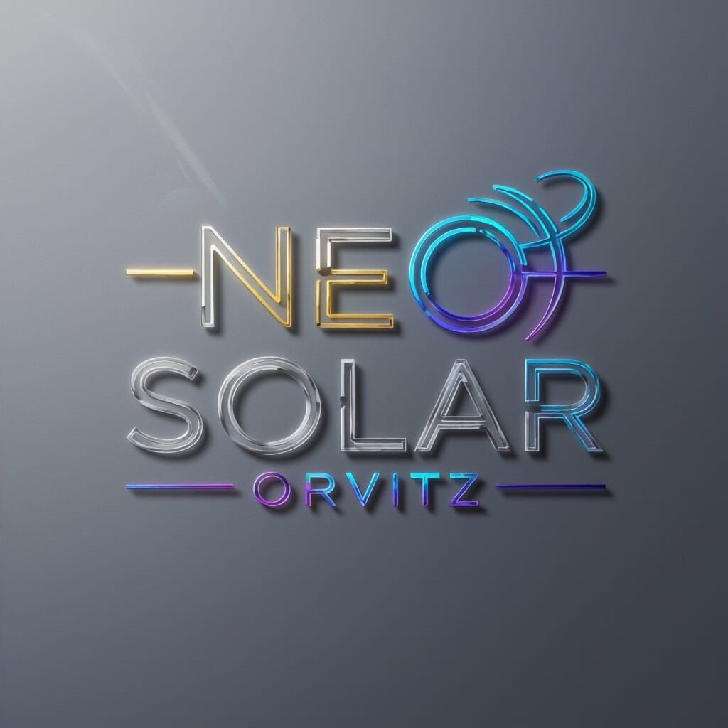 Futuristic Minimalist Logo for Neo Solar with Metallic Gradi...