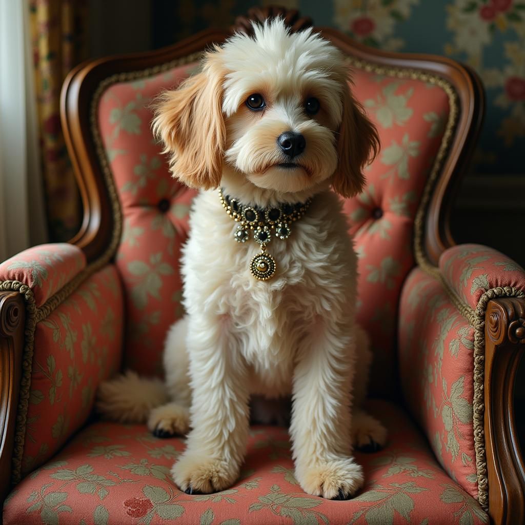 Victorian Dog Portrait in Romantic Style