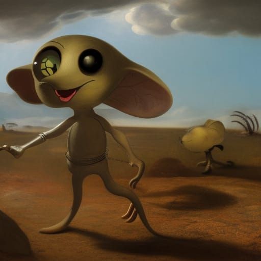 Alien Mice Play Baseball in Sci-Fi Style
