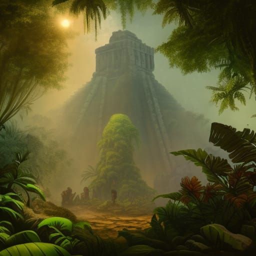 Colonial Explorer in Eldritch Mayan Ruins