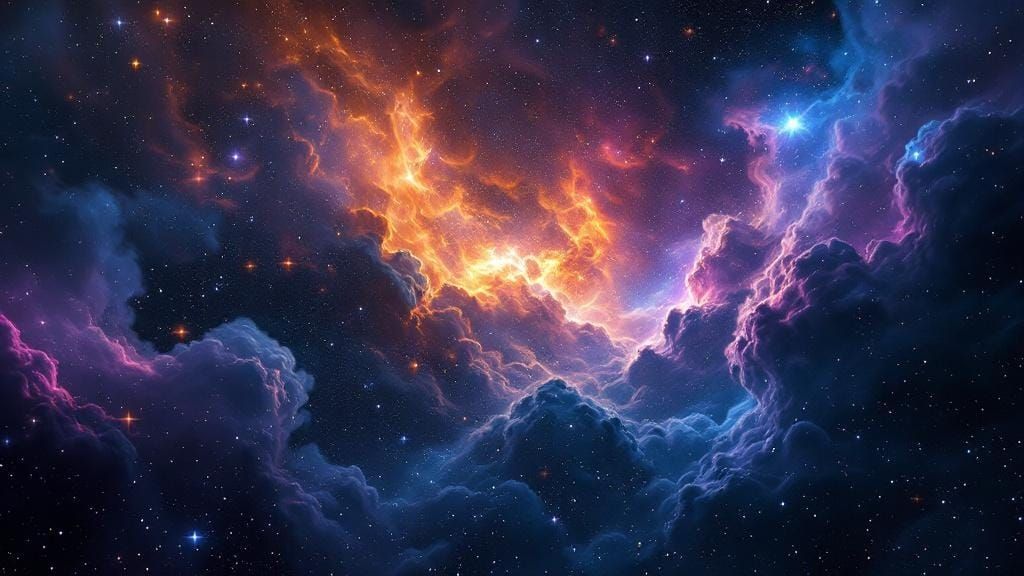 Cinematic Cosmic Nebula with Glowing Clouds