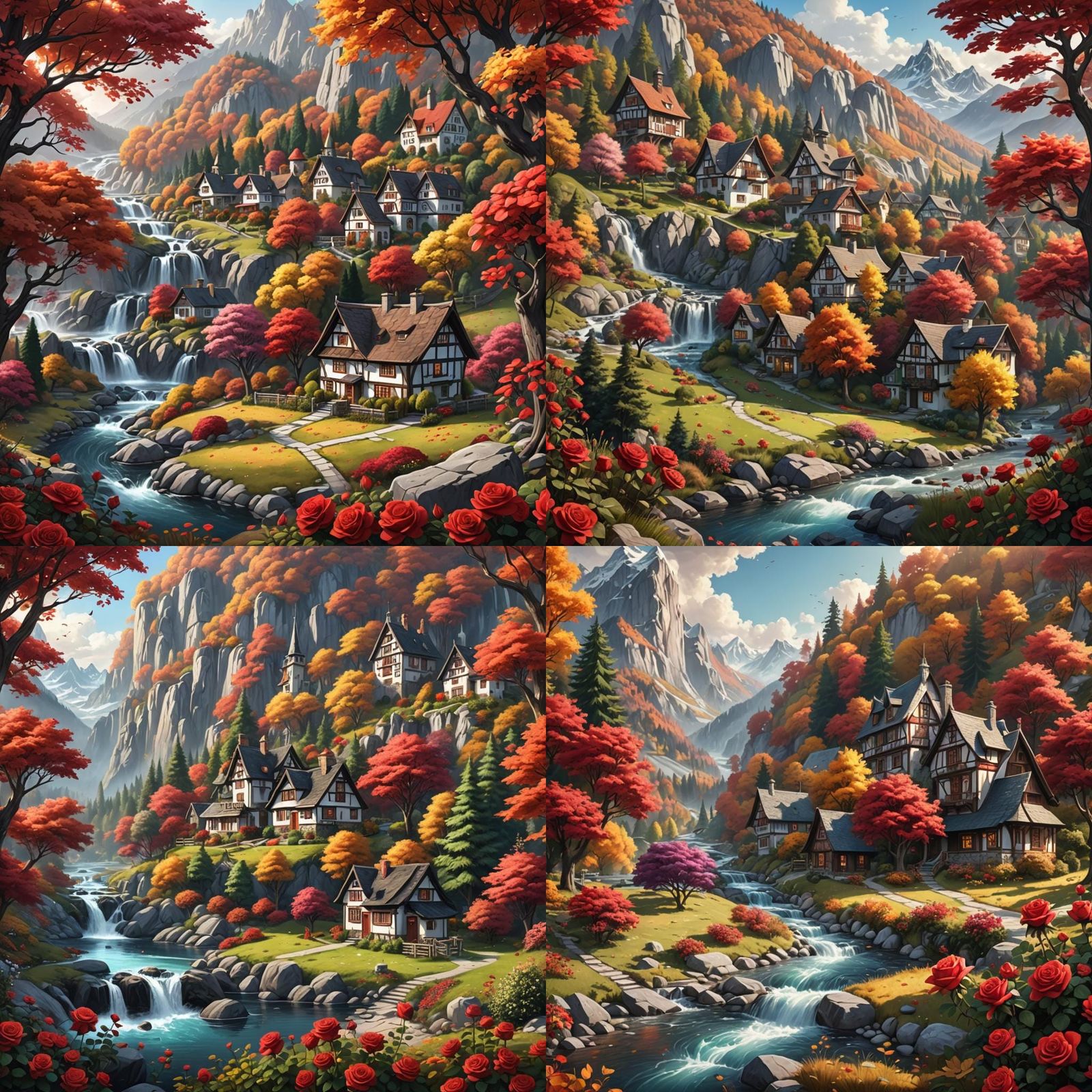 Fairytale Autumn Landscape in Strong Colors, Detailed Matte ...