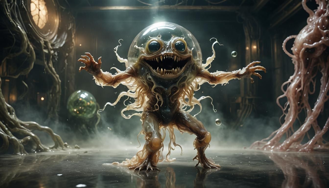 Dancing Gelatinous Orb Creature in Fantasy Lab