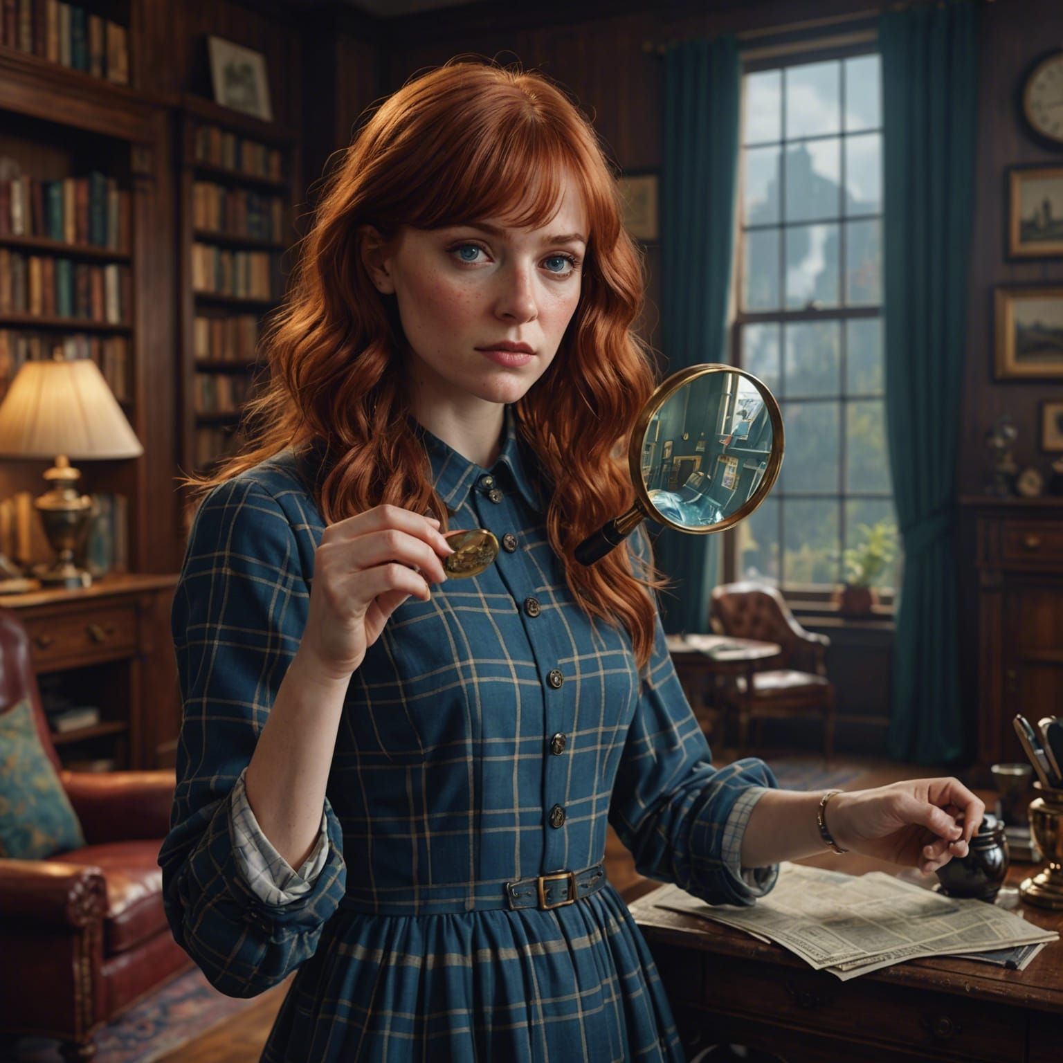 Female Detective Searches for Clues: Matte Painting