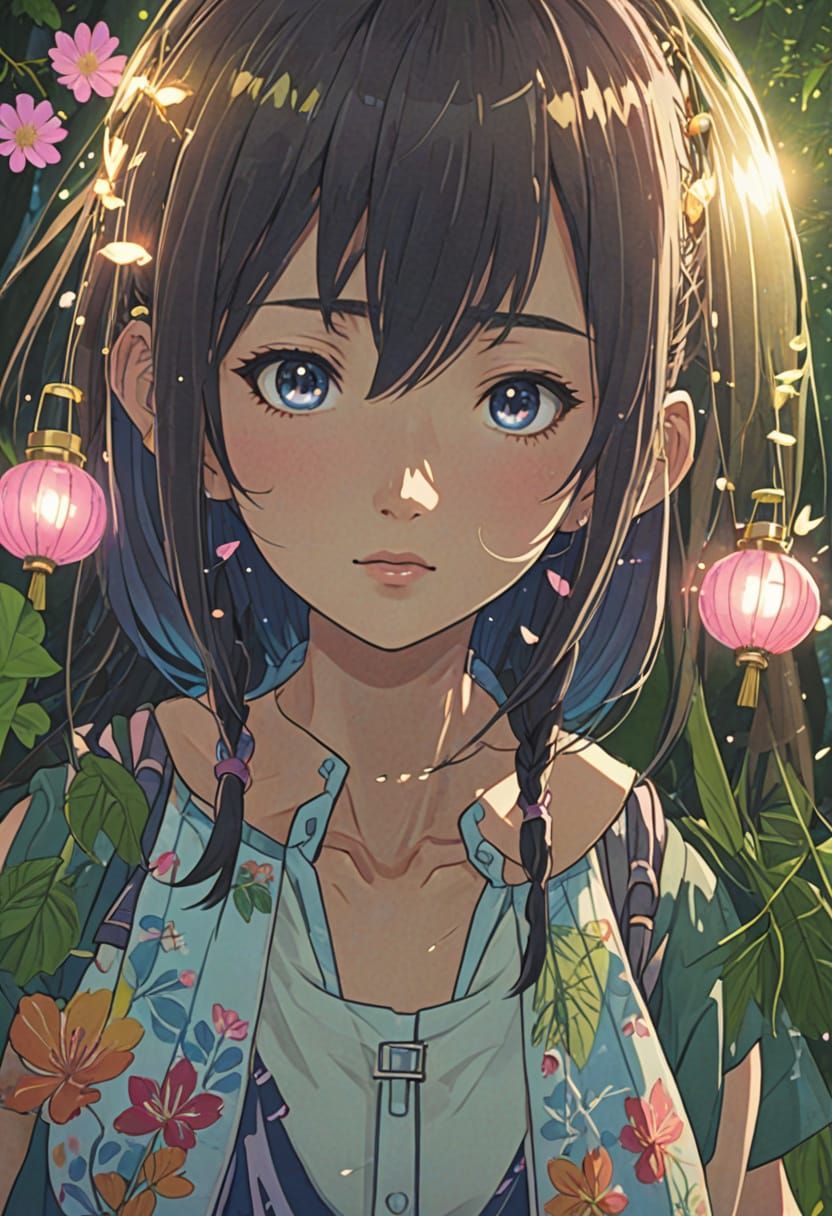 Anime-Inspired Fantasy Girl in a Mystical Forest