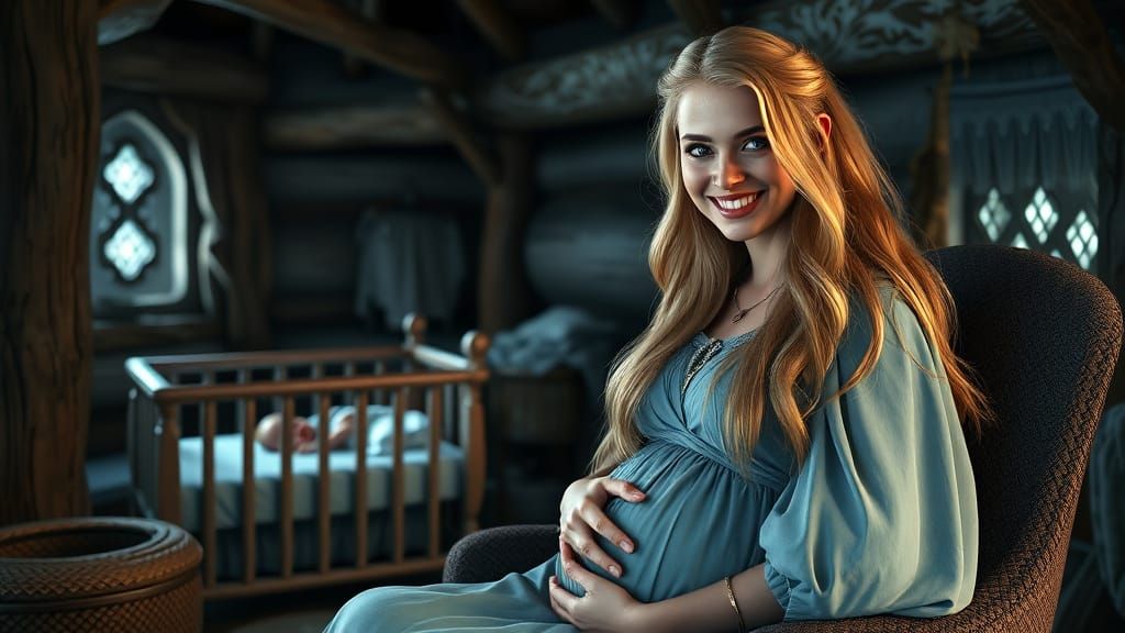 Norse Goddess Freya Cradles Her Unborn Child in a Whimsical ...