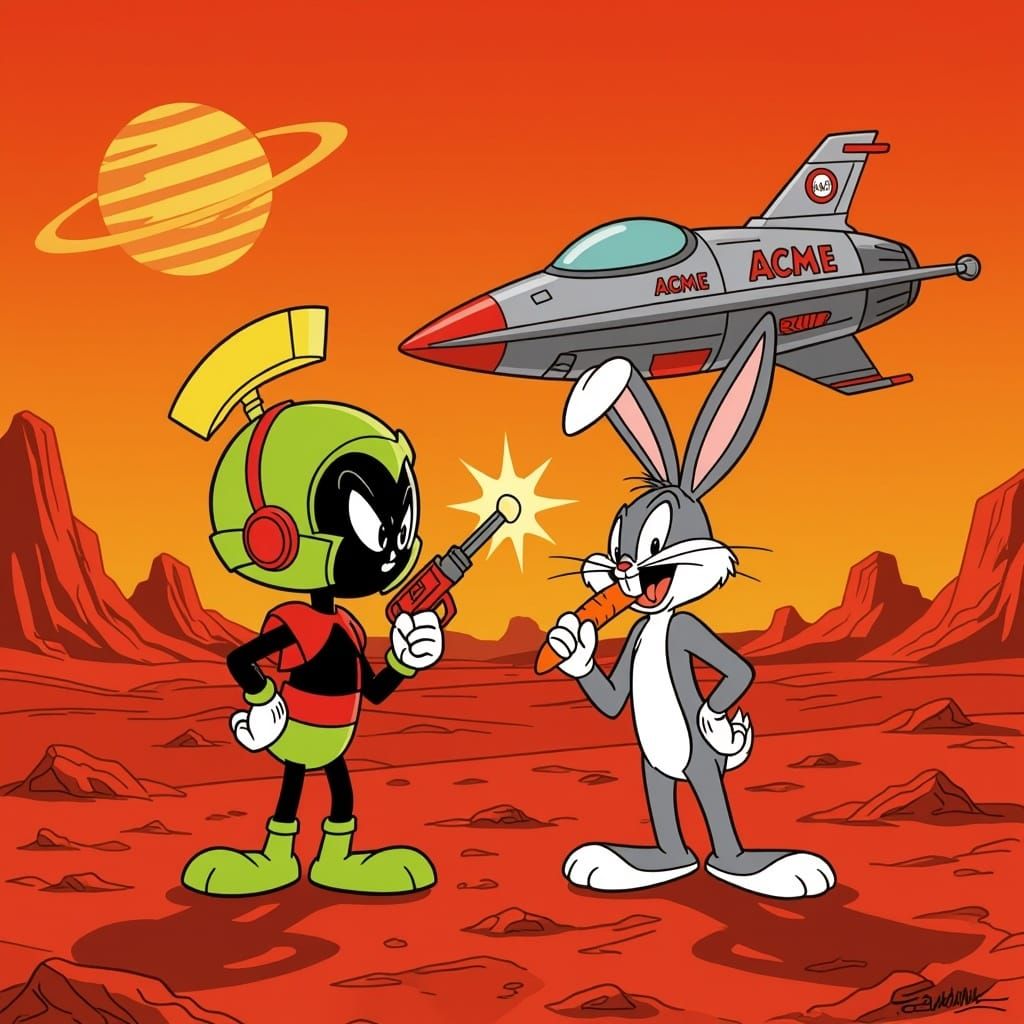 Martian Showdown: Bugs Bunny and Marvin the Martian Face Off...
