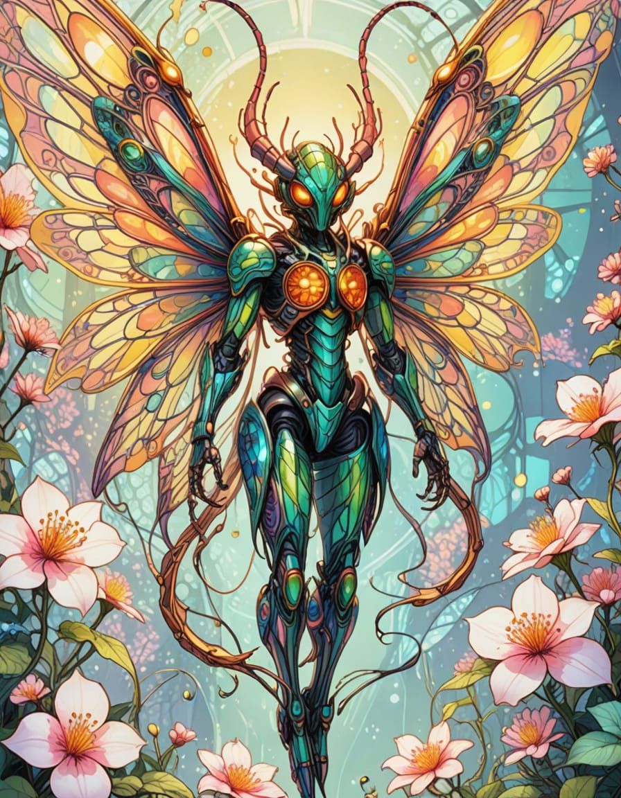 Psychedelic Manga Insectoid with Fairy Wings