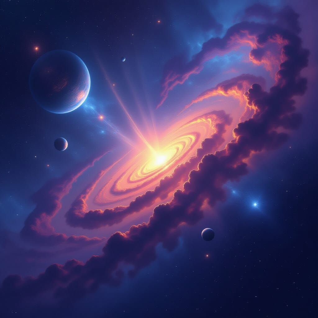 Vibrant Cosmic Nebula in Digital Matte Painting Style