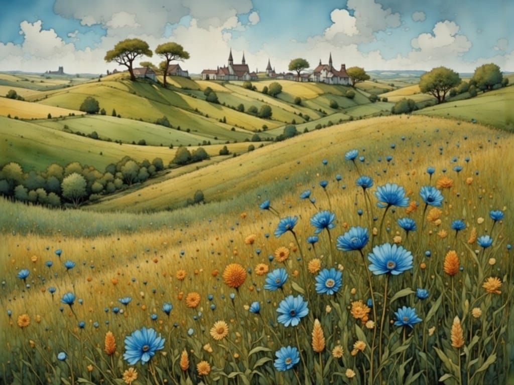 Surreal Rural Landscape Inspired by Salvador Dali