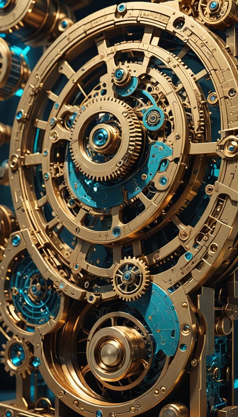 Futuristic Antikythera Mechanism in Vibrant Anime Style