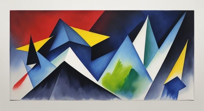 random line and geometric with cubism style 3d rendered dark background