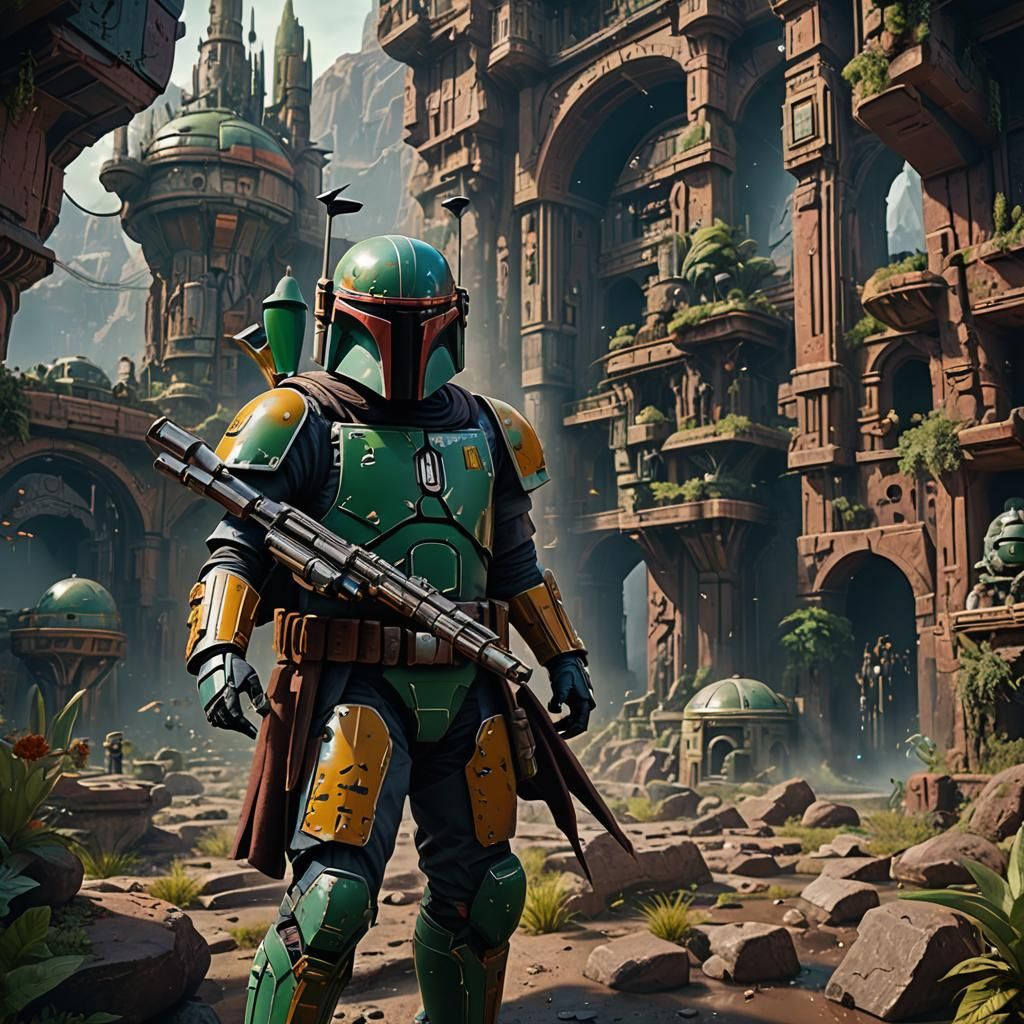 Detailed Matte Painting of Boba Fett