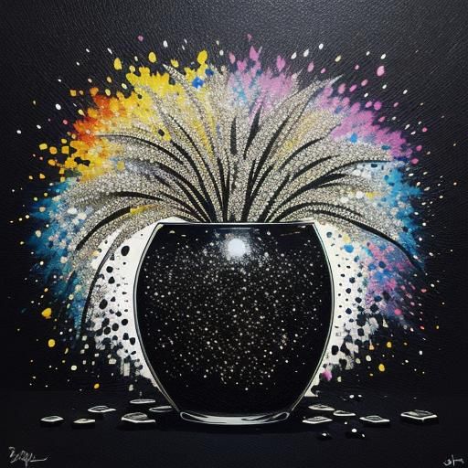 Dazzling Glass Flowers and Jewels in Graffiti Art