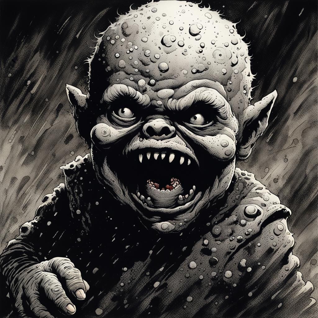 Eerie Baby Monster in Richard Corben Style