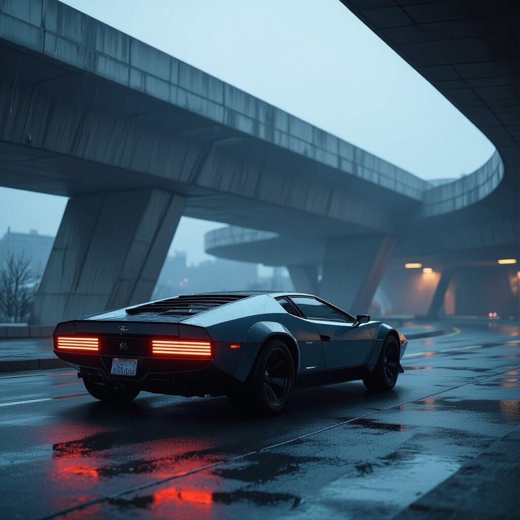 Futuristic Brutalism Cinematic Film Still