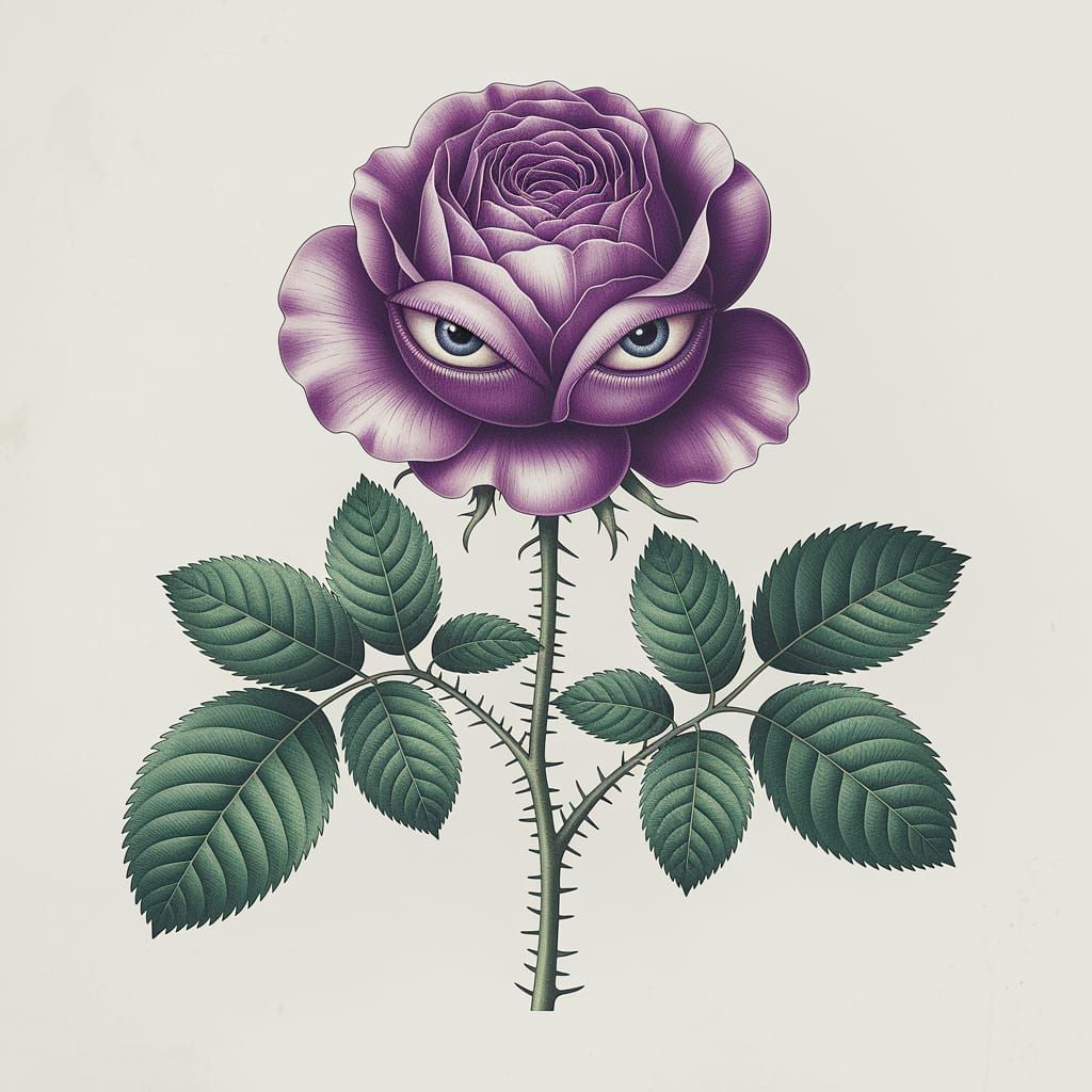 Botanical Eye Rose: A Vintage Illustration