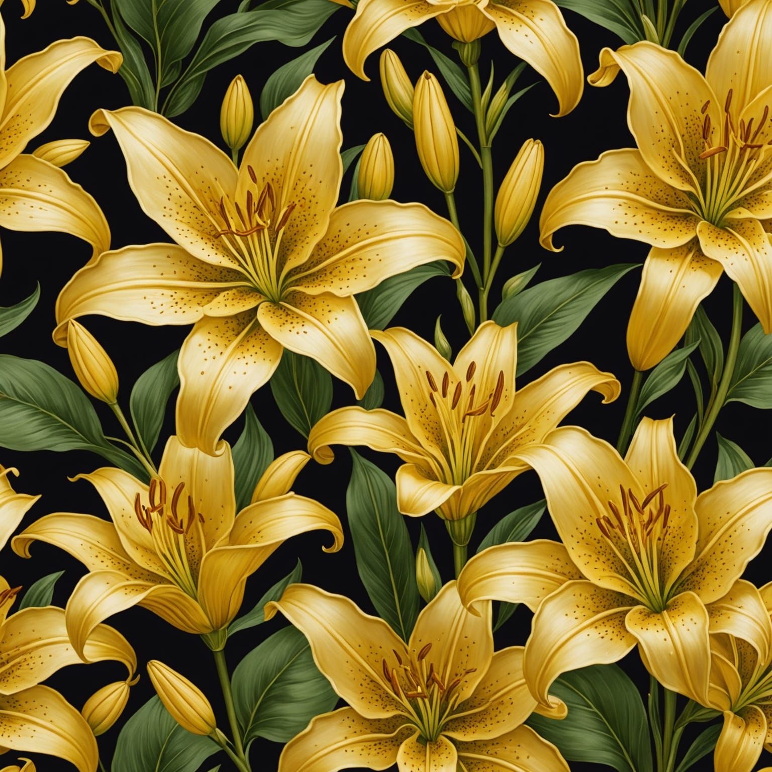 Radiant Gold Lilies in Exquisite Detail