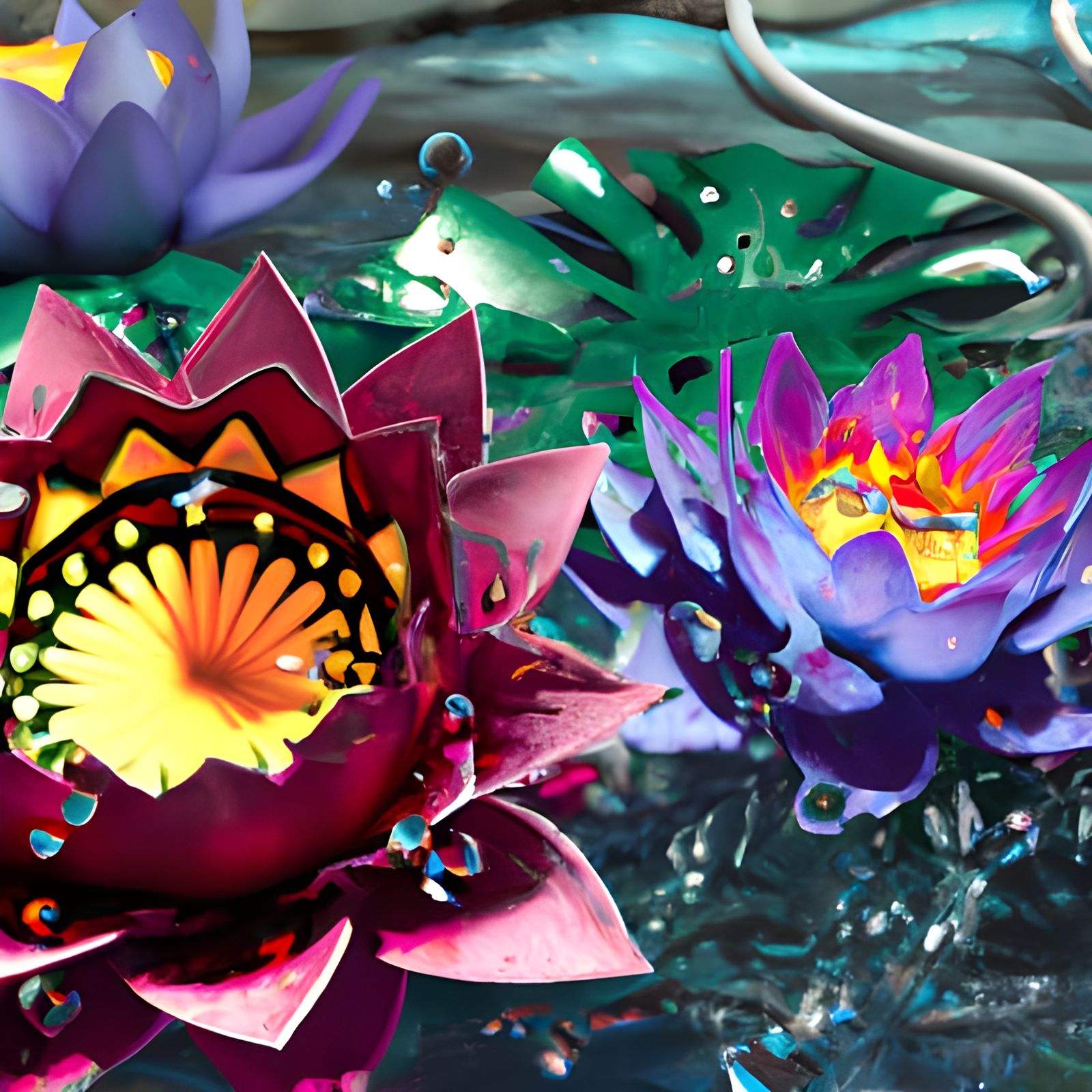 Hyperrealistic 3D Underwater World with Glazed Lilies