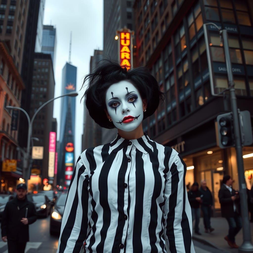 Mime Artist in New York, Basquiat-Longo Style