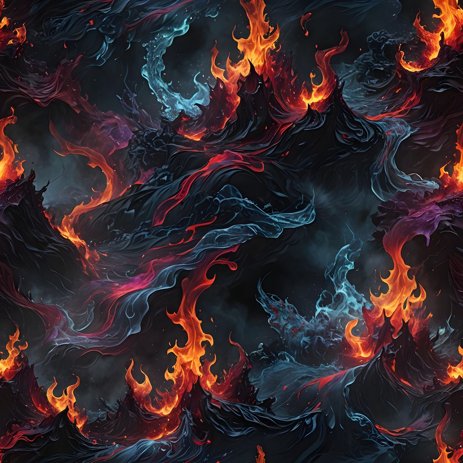 Fiery Water Streams in 3D Fantasy Style