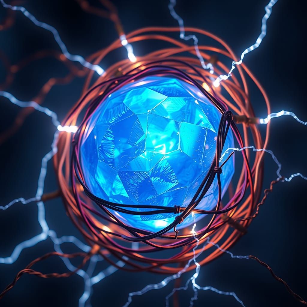 Glowing Blue Crystal Orb with Electrical Arcs