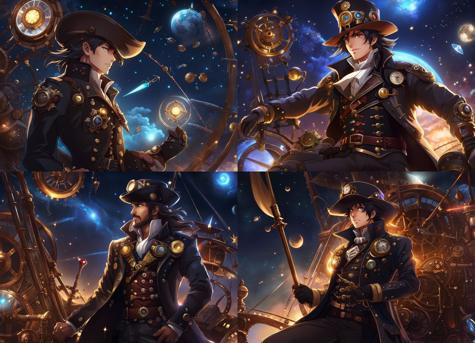 Steampunk Space Pirate in Sci-Fi Anime Style