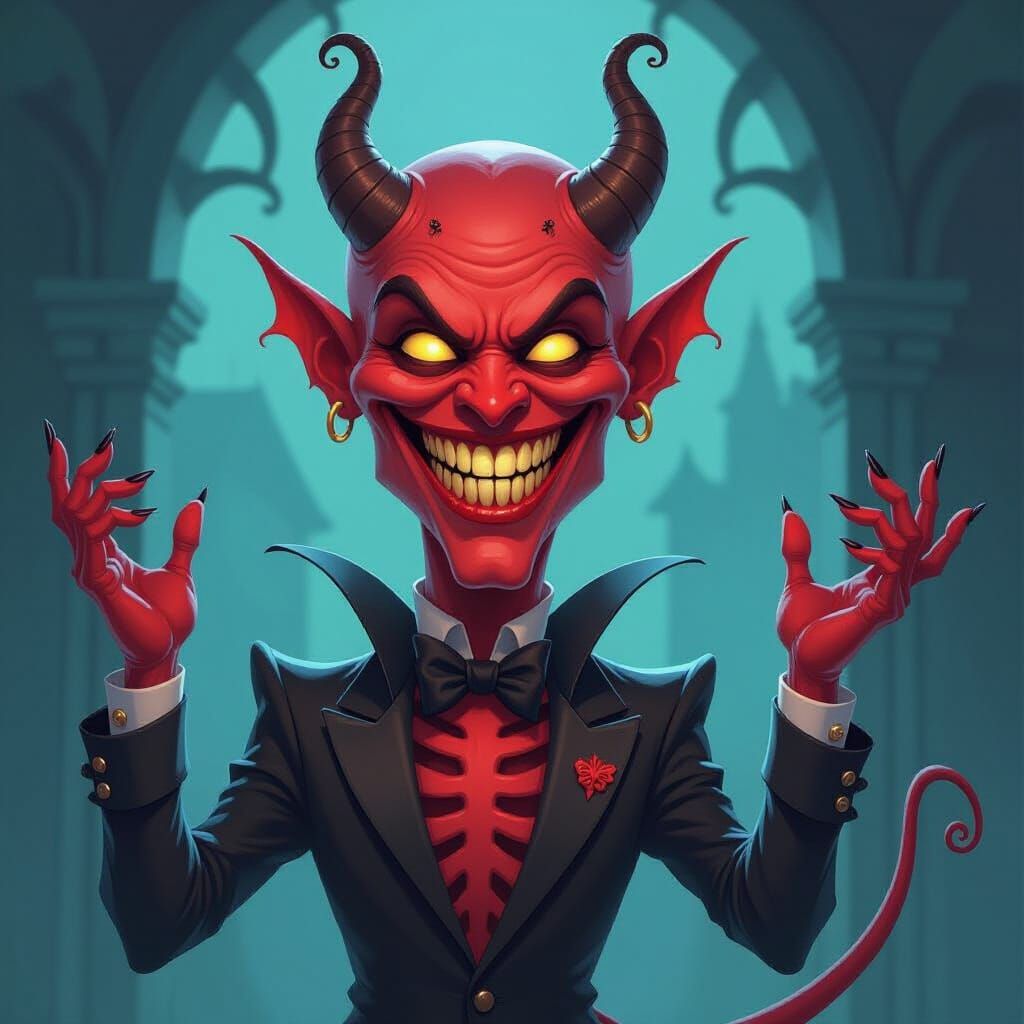 Crimson Demon With Eerie Charm and Unholy Panache