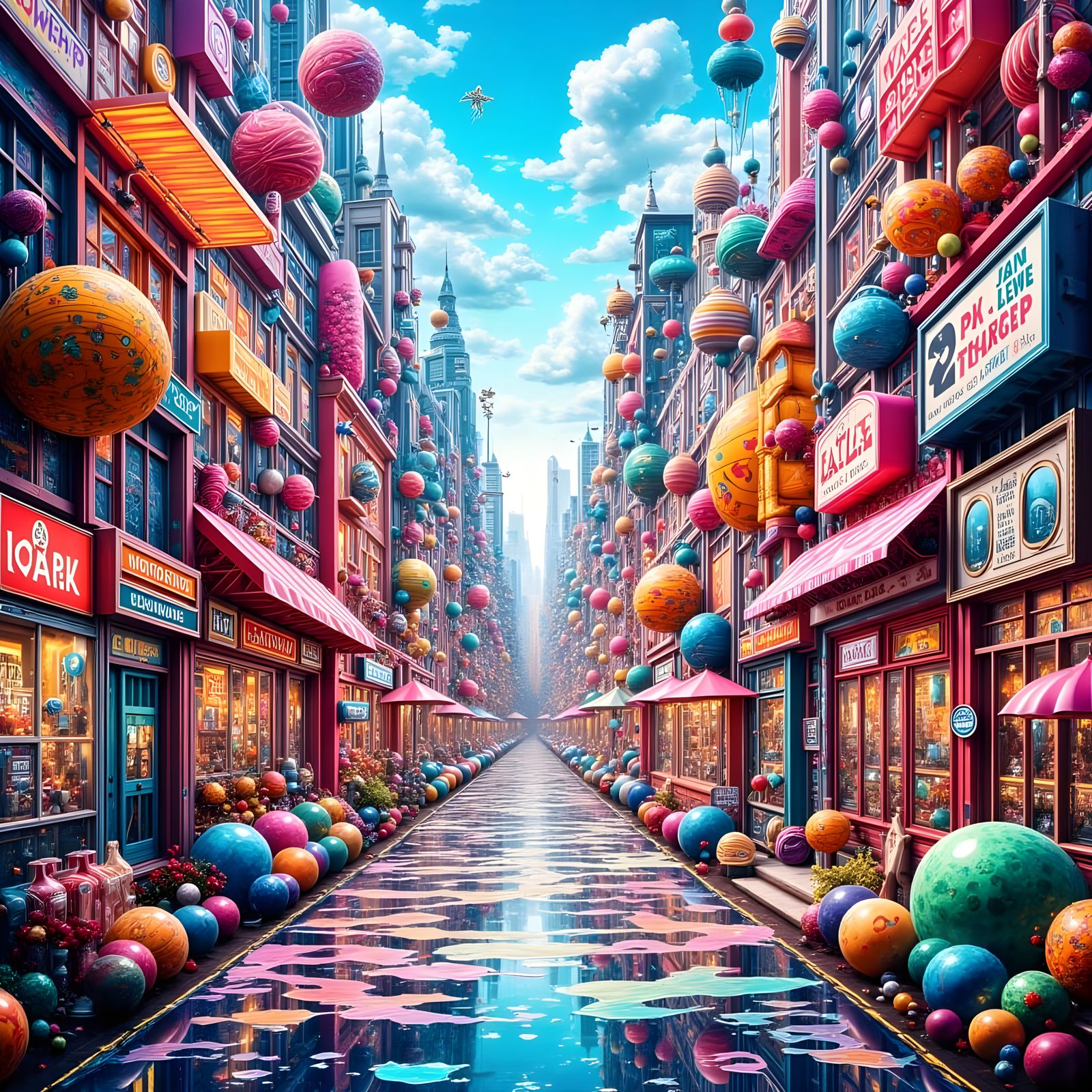 Vibrant Candy Land Sydneyscape in Whimsical Art Style