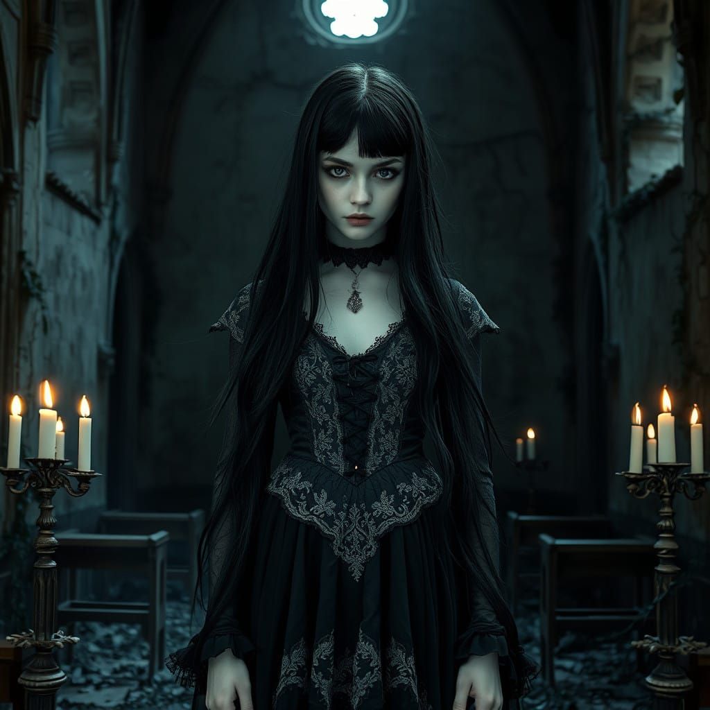 Gothic Maiden in Ruins