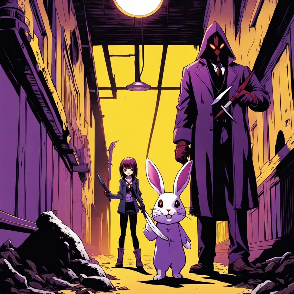 Eerie Alleyway Scene with Masked Figures