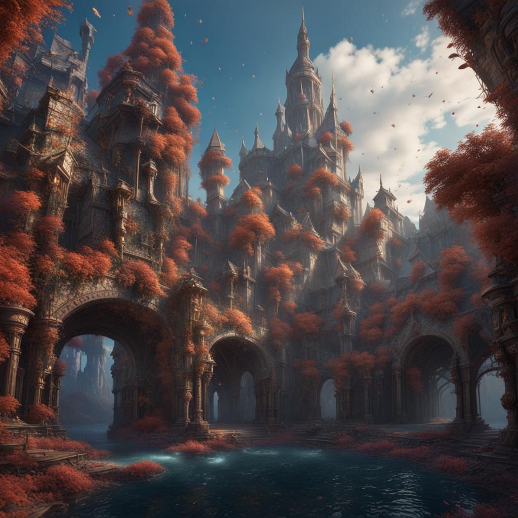 Fantastical Mosaic in Detailed Matte Painting Style