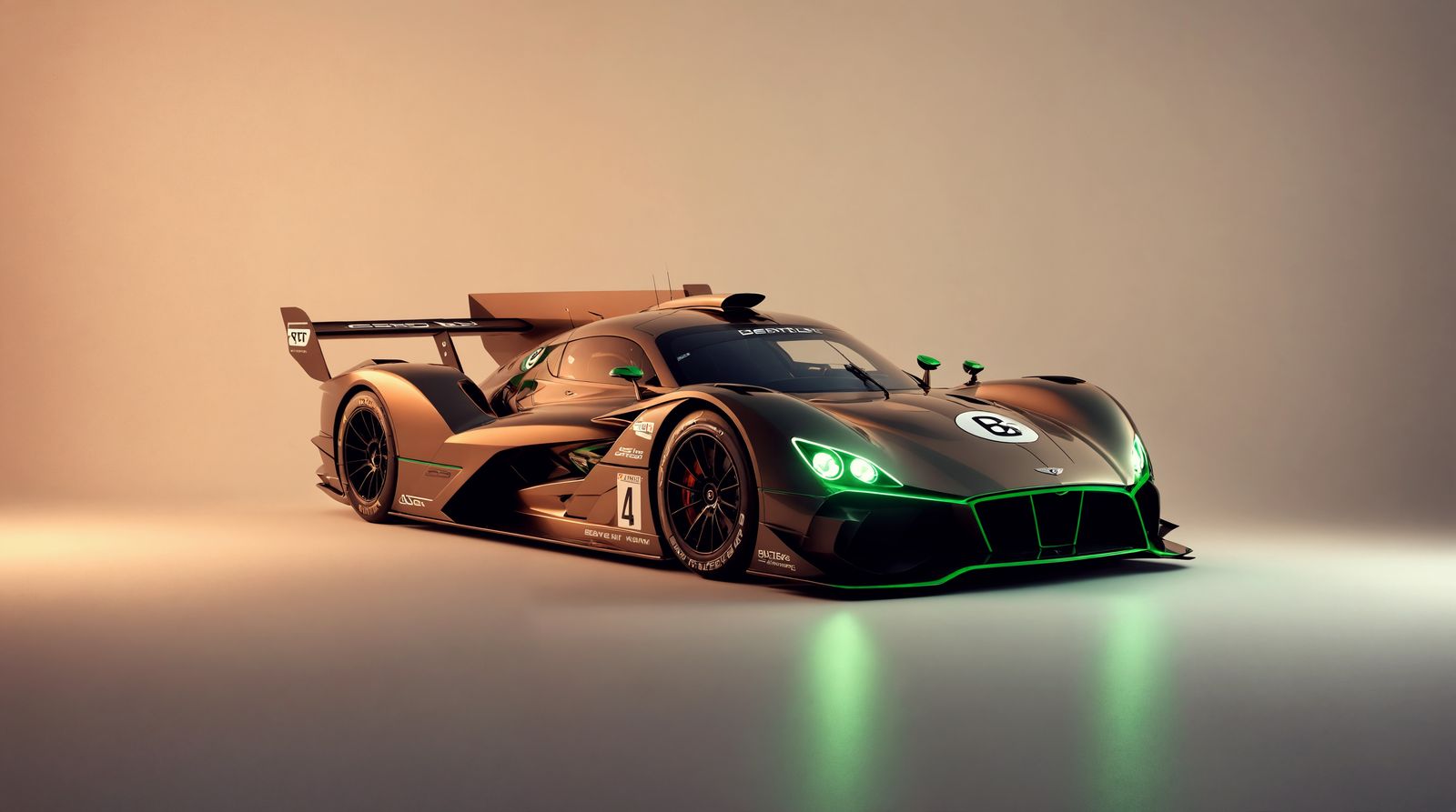Futuristic Bentley LMP1 Concept Car in Neon-Lit Studio